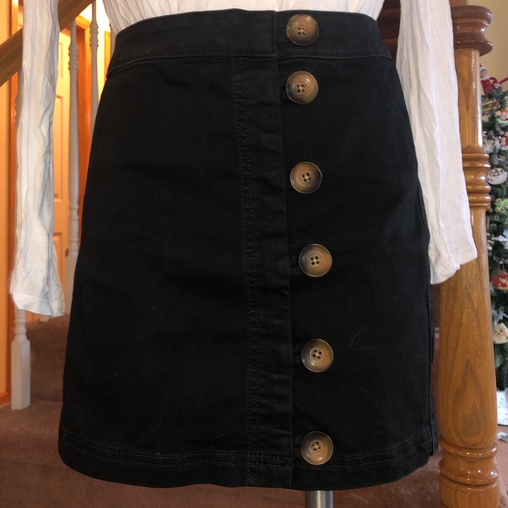 Free People Black Button Up Skirt